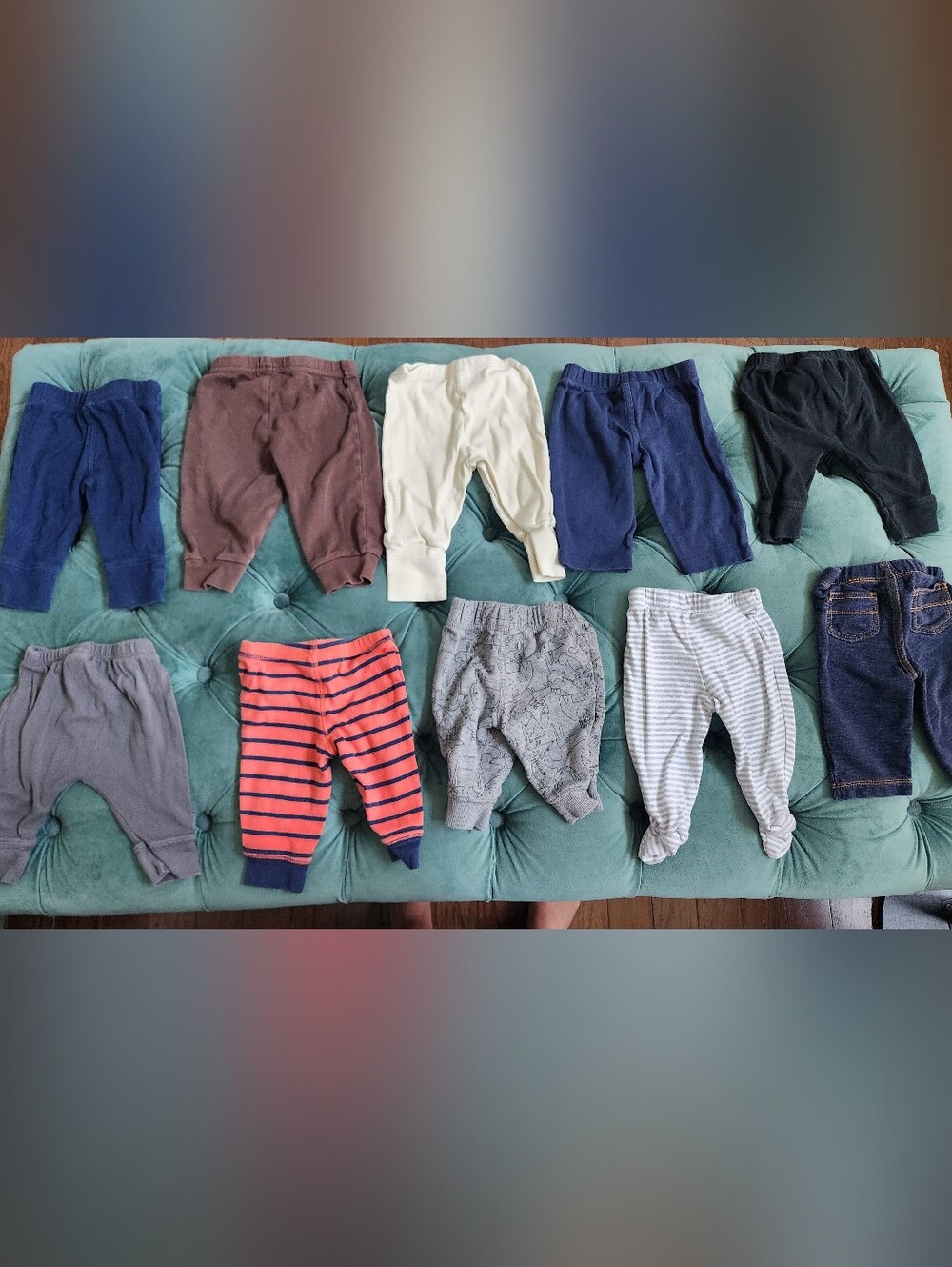 Assorted Baby Knit Pants - Blue, Cream, Gray, Brown, Coral Stripe, Navy